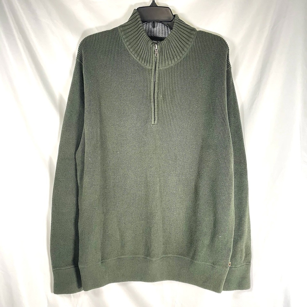 Eddie Bauer Sweater Mens XL Sweatshirt 1/4 Half Zip Mock Neck Cotton Pullover Gr